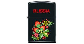 Зажигалка ZIPPO Ягода-Малина, с покрытием Black Matte, латунь/сталь, чёрная, матовая, 36x12x56 мм